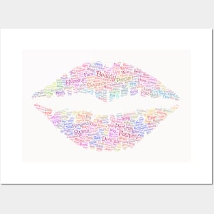 Lips Woman Silhouette Shape Text Word Cloud Posters and Art